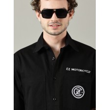 POLOKOŠILE (TRIČKO S LÍMEČKEM) ČERNÉ - ČZ MOTORCYCLES - (UNISEX)